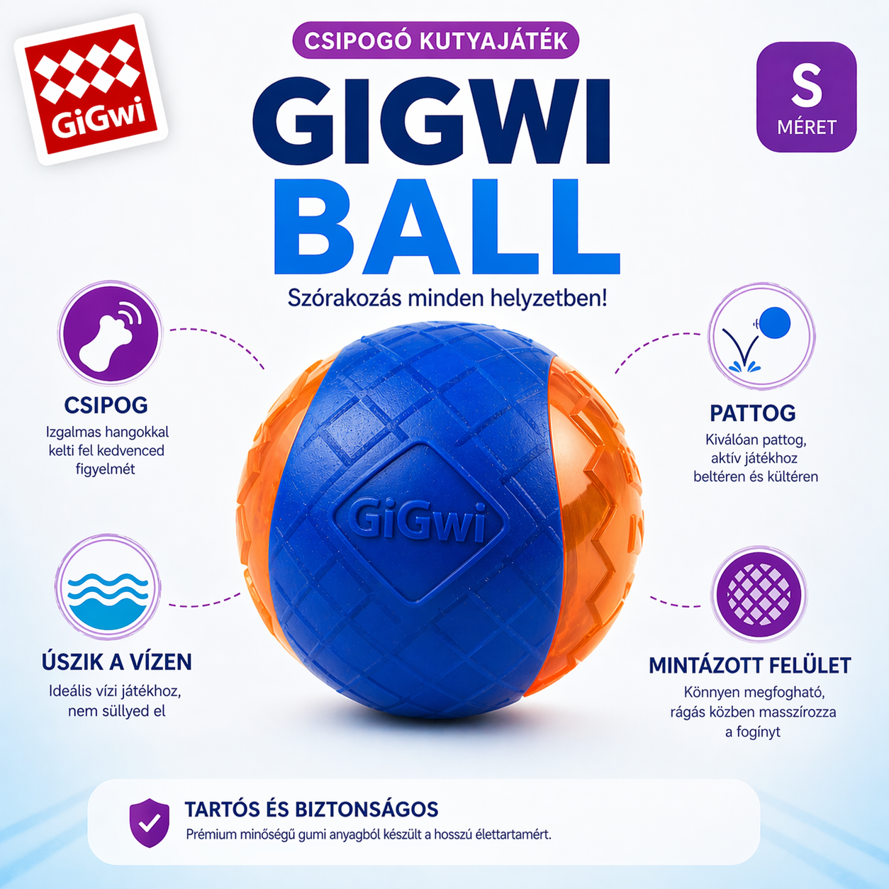 GiGwi Ball - Kék-Narancs