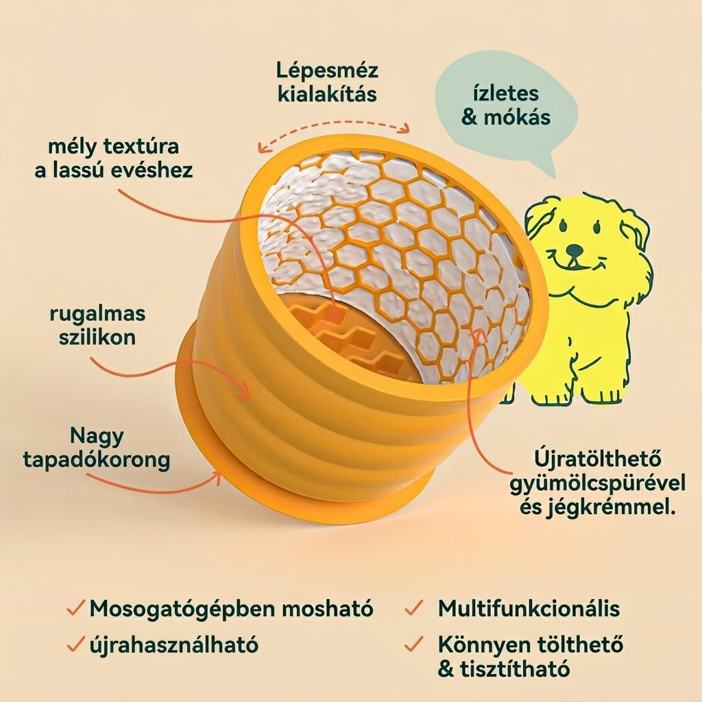 Tapadókorongos Nyalogató Pohár - Narancs