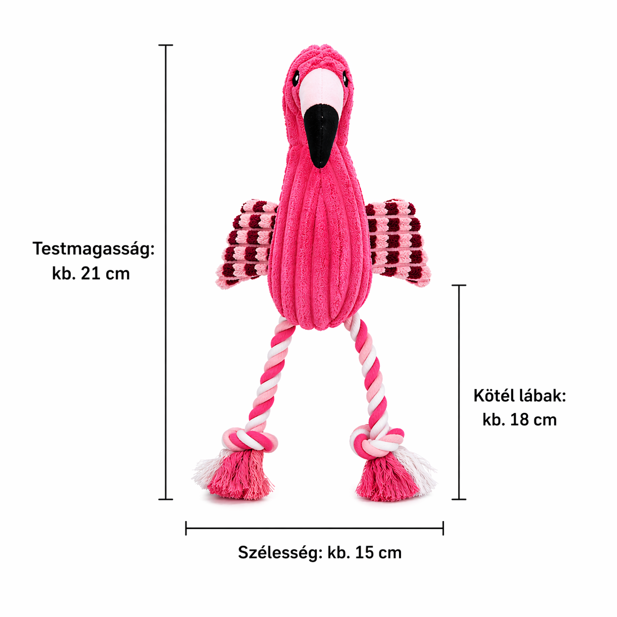 Csipogó Flamingó Kötél Lábakkal - Pink