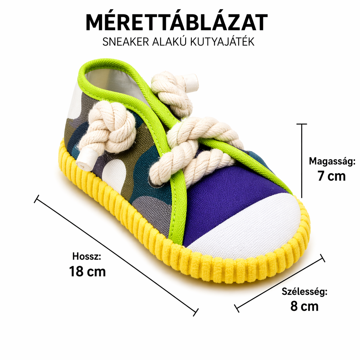 Sneaker Kutyajáték Kötélfűzővel - Sárga