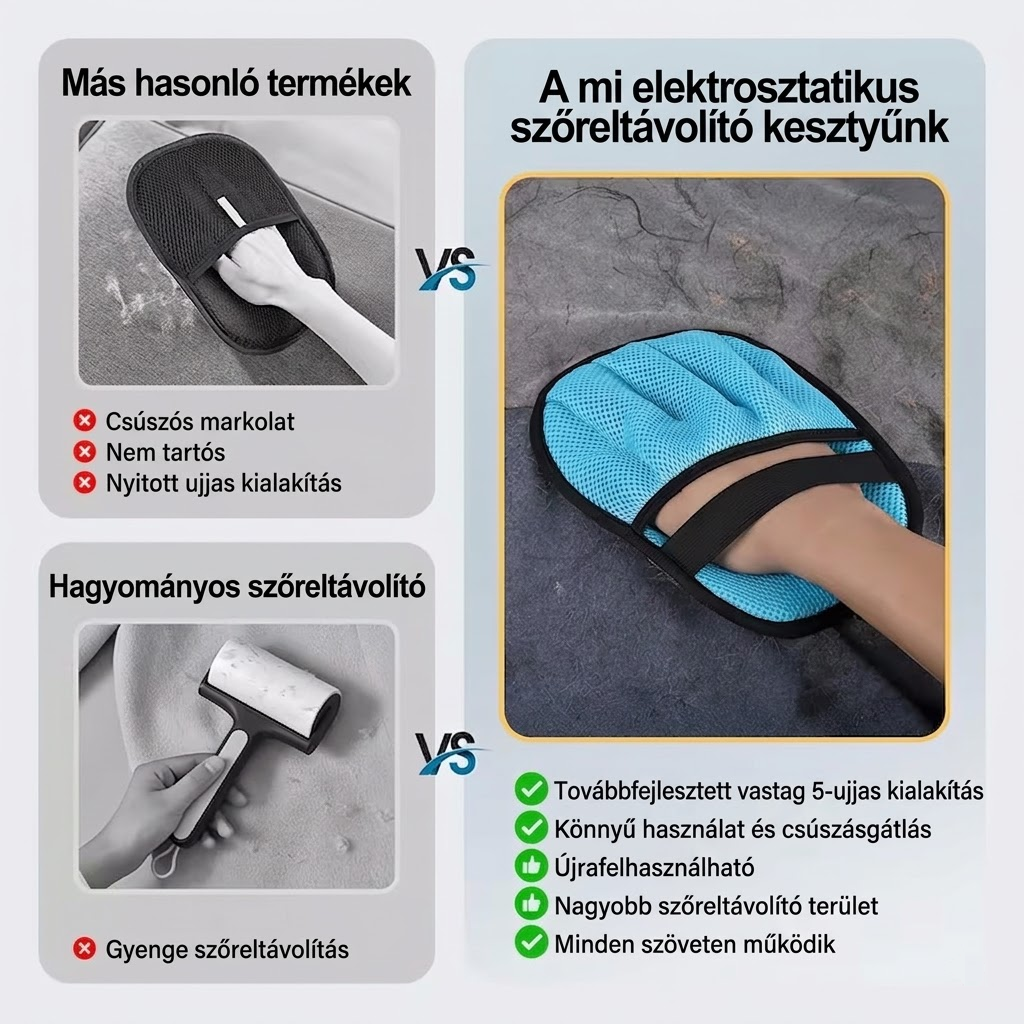 5 Ujjas Szőreltávolító Kesztyű - Kék
