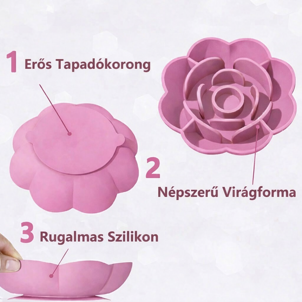 Tapadókorongos Lassító Etetőtál - Rózsaszín