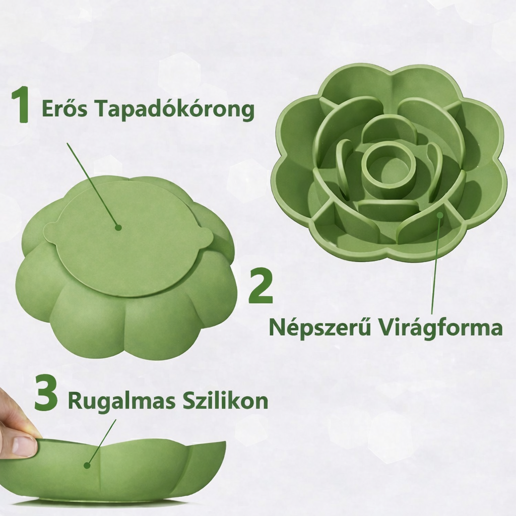 Tapadókorongos Lassító Etetőtál - Zöld